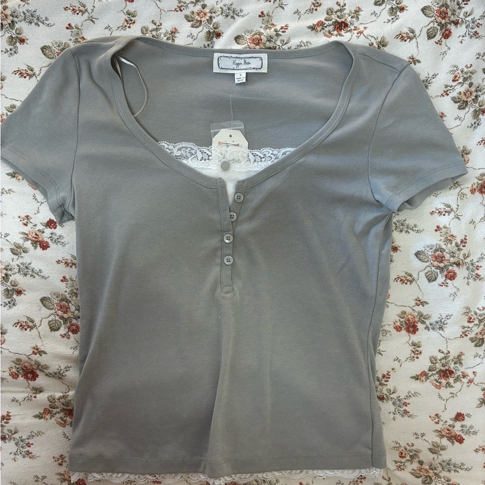 Gray Button-Up Women's Top